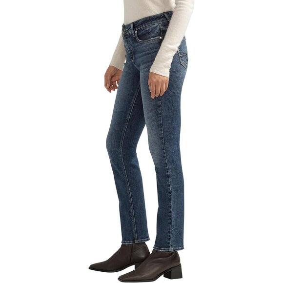 Women’s Mid Rise Straight Leg Jeans Cotton Polyester Elastane Classic Fit - Picture 2 of 5